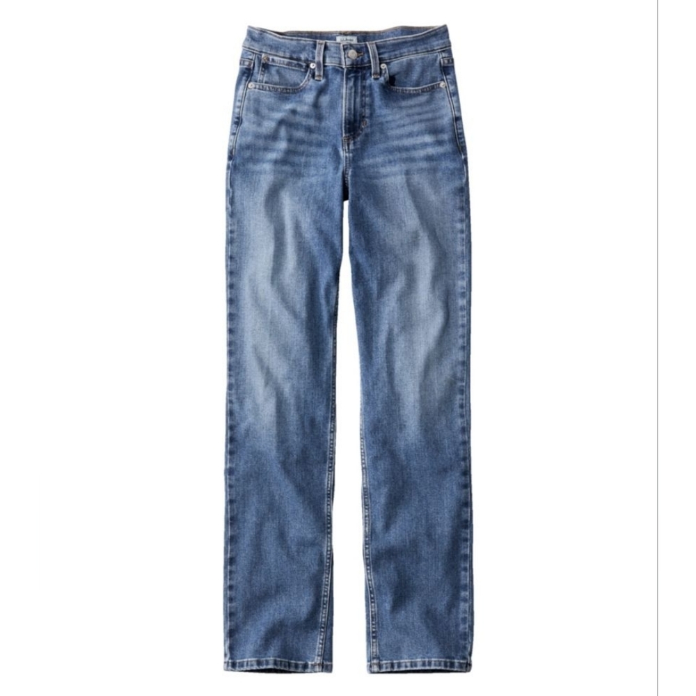 LL Bean 207 Vintage Jeans, High-Rise Straight-Leg Size 4 Faded Indigo